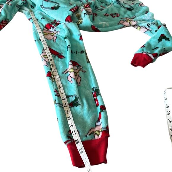 Friends XS Christmas One Pc Fleece Pajamas w Fur Trimmed Hood Holiday Cozy Warm - Picture 7 of 7